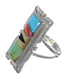 Multicolor Inlay Southwestern Silver Ring Size 5 QX75860